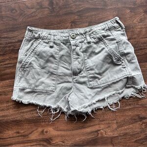 American Eagle Outfitters Light Gray Frayed Hem Denim Shorts